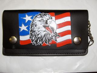 TRUCKER WALLET 6LARGE WITH 12CHAIN MADE IN USA 4 Compartment Eagle