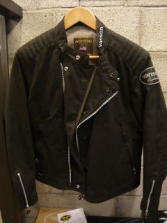 Vanson Leather Trophy Waxed Cotton Motorcycle Jacket Black