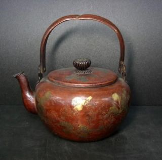 A580 Japanese old quality copper ware kettle for tea ceremony w