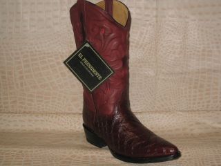 New Mens Embossed Ant Eater Leather Boots Burgundy