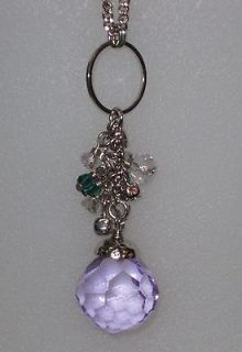 NWT Ann Taylor LOFT Silver Victorian Lilac Crystal Bulb Pendant