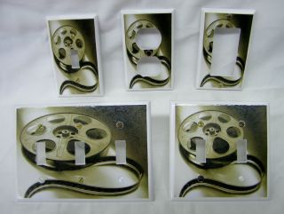 Antique Sepia Brown Tone Movie Reel Home Theater Decor Light Switch