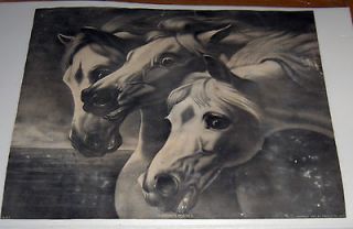 Antique Original 1909 JF Herring Print Pharoahs Horses Pharaoh Large