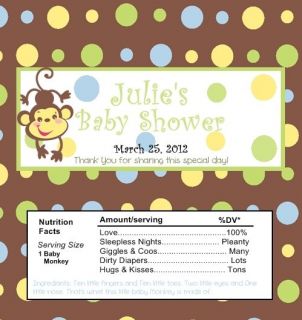 Personalized Monkey Baby Shower Party Invites and Wrappers