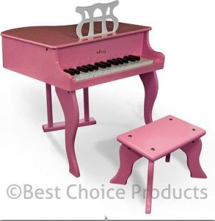 Piano With Bench Solid Wood Construction Pink Kids Piano W/ Bench
