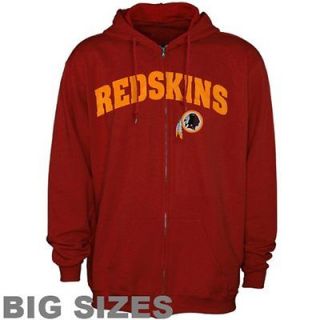 Washington Redskins Big Sizes Full Zip Hoodie   Burgundy