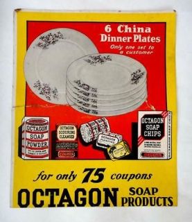 antique ADVERTISING BROADSIDE POSTER ~OCTAGON SOAP PROD