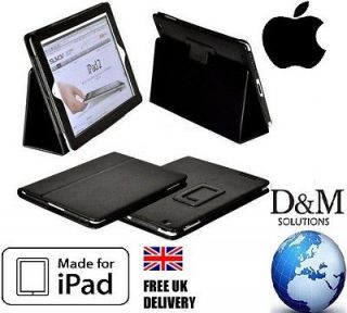 BLACK PU LEATHER CASE COVER STAND FOR APPLE IPAD 2