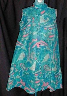 Vintage Iconic 60s PAPER Dress Pink & Blue PAISLEY BABYDOLL