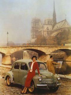 NOTRE DAME Cathedral Citroen Car Paris Travel Vintage Poster Repo FREE
