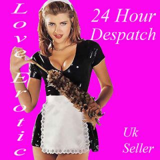 French Maids Rubber Latex Dress With Apron and Head Piece 10 12 24