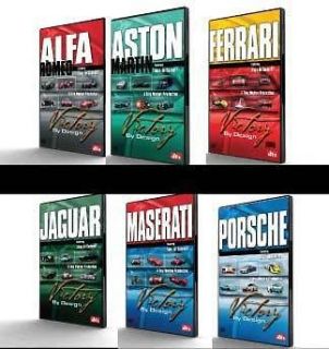 Design 6 DVDs, Porsche DVD Ferrari DVD Jaguar Alfa Romeo Aston Martin