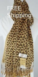 DG Pashmina Scarf ShawlCheetah Leopard Print~30%Silk 70%Cashmere So