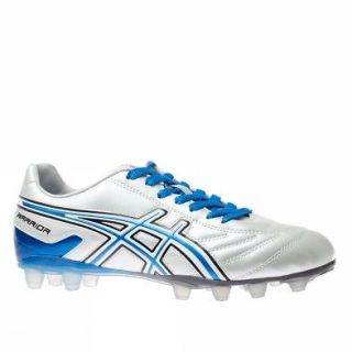 Asics Warrior Nr Silver White Trainers Shoes Kids Soccer New