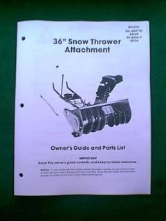 BOLENS / GILSON TRACTOR 36 SNOWTHROWER / SNOWBLOWER ATTACHMENT OWNER