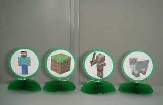 handmade Minecraft birthday party honeycomb decoration set of 4 **Set