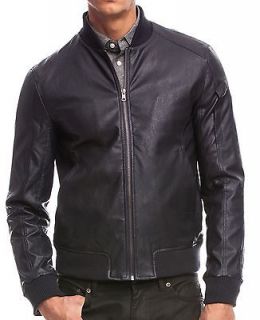 Armani Exchange AX Mens Faux Leather Bomber Jacket/Coat Size L