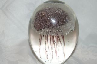 Handblown Art Glass Egg or Cone shape Clear with jellyfish inside 4