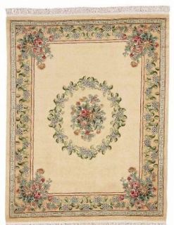 FT. ROUND HAND KNOTTED ORIENTAL RUG CHINESE AUBUSSON IVORY