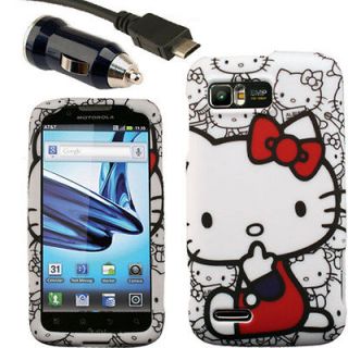 Case+Car Charger for Motorola ATRIX 2 B Hello Kitty MB865 II Cover