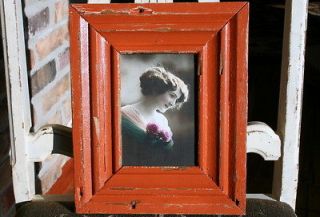 Wood Picture frame   4 x 6    Burnt Orange Colored Paint    A3