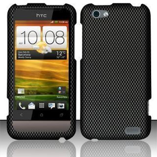 HTC One V Virgin Mobile Rubberi zed Carbon Fiber Check Hard Case Cover