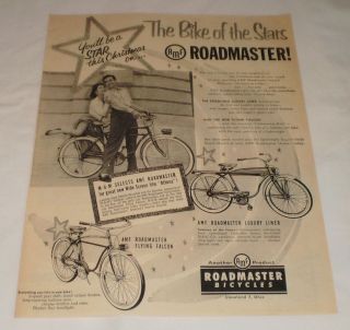 AMF Roadmaster bicycle ad page ~ DEBBIE REYNOLDS, VIC DAMONE Athena