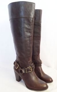 Arturo Chiang Brown Leather Harness Knee High Boots Vala Ladies 6.5M