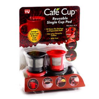 Cafe Cup 4 Pack As Seen On TV Reusable Single Cup Pod Coffee For