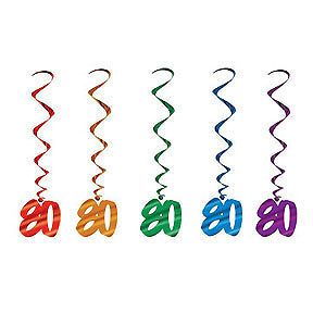 80th Birthday Party (Age 80) ASSORTED COLOR HANGING WHIRL DECORATIONS