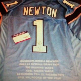 NEW CAM NEWTON ROY STAT Auto Signed Jersey /10 PSA/DNA Panthers Rc