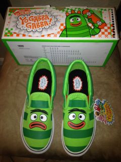 Vans Slip On Shoes Yo Gabba Gabba Brobee Face in Green Size 2 Kids