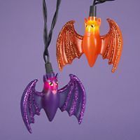 BATS Orange & Purple Halloween Light Strand NEW Party Decor UL New