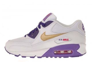 Nike Air Max 90 2007 GS White Purple Youth Running Shoes 345017 112