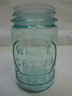 Size White Crown Green Glass Mason Canning Preserves Jar Container #8