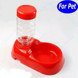 Pet Dog Cat Automatic Water Dispenser Food Dish Bowl Feeder Red New