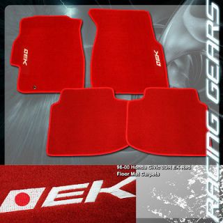 Honda Civic CX DX 3 Door JDM EK 4 Piece Red Nylon Floor Mats Carpets