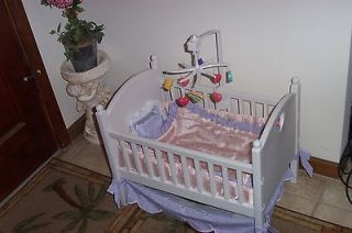 American Girl Bitty Baby Crib Bed & Bedding with Mobile