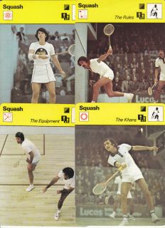 SQUASH Racket Sport History The Khans+ 1977 79 SPORTSCASTER 4 CARD LOT