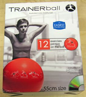 NEW Trainerball Core Stability Ball, 55cm, DVD, Pump, 12 Exercises