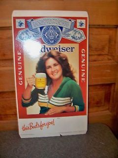 Vintage This Buds For You Budweiser Beer Stand Up Cardboard Sign