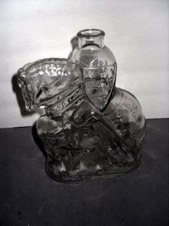 VTG Whiskey Figural Bottle Clear Pressed Glass Imperial Knight Rider