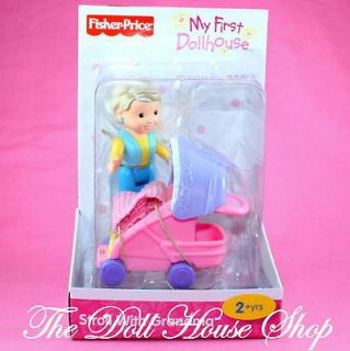 New Fisher Price My First Dollhouse Stroll with Grandma Doll Pram
