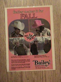 70S BAILEY HATS AD WESTERN ADVERTISEMENT COWBOY