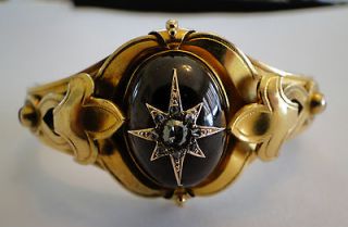 Rare Victorian Garnet CARBUNCLE DIAMOND bangle bracelet
