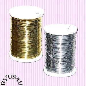 BEADING CRAFT WIRE 34 GAUGE BRASS 72 FT SPOOL GOLD or SILVER Free