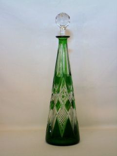 Vintage Crystal Cristal Nancy French Glass Emerald Green Decanter