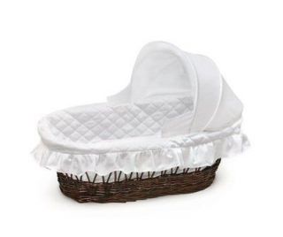 Badger Basket Natural Hooded Baby Moses Basket Crib w/ Bedding