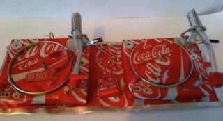 cola turntables, mixer, headphones, microphone made from drink can