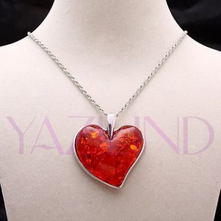 womens gift fashion retro synthetic amber baltic pendant necklace new